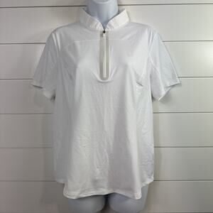 G/Fore Mock Neck 1/4 Zip Polo Shirt Golf Short Sleeve White sz L